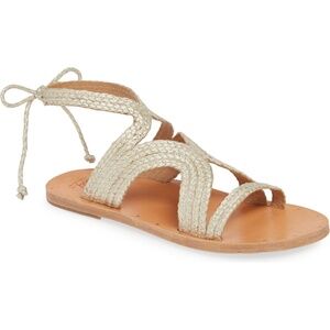 Beek Cuckoo Ankle Tie Flat Sandals Sz 9 Free People tan Free People